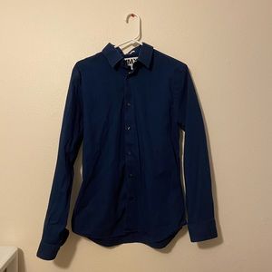 Express Men’s navy blue button up shirt